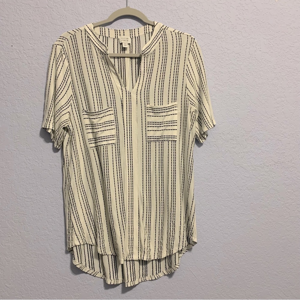 Peyton Jenson Stripe Popover Short Sleeves Top